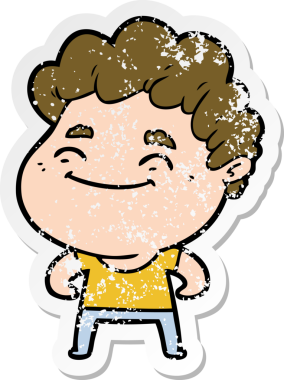 Bir insan tarafından çizilmiş, karikatür dostu bir adamın sıkıntılı çıkartması.