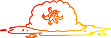 Bir insan tarafından çizilmiş ezilmiş bir domatesin sıcak çizgi çizimi