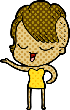 Bir insan tarafından çizilmiş mutlu çizgi film kızı.