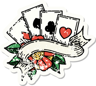 Geleneksel kart stili ve bir insanın çizdiği pankart dövmesi