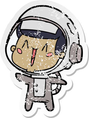 Bir insan tarafından çizilmiş mutlu bir astronotun sıkıntılı çıkartması.