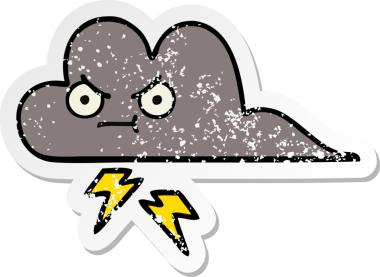 Bir insan tarafından çizilmiş tatlı bir karikatür fırtına bulutunun sıkıntılı çıkartması