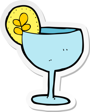 Bir insan tarafından çizilmiş karikatür kokteyle ait etiket.