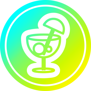 Bir insan tarafından çizilmiş havalı gradyan katmanlı şemsiye dairesel simgesi ile kokteyl