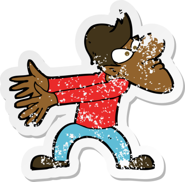 Bir insan tarafından çizilmiş, rahatsız edici bir çizgi filmin gerilimli yapıştırması.