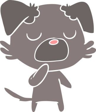 Bir insan tarafından çizilmiş düz renkli çizgi film köpeği.