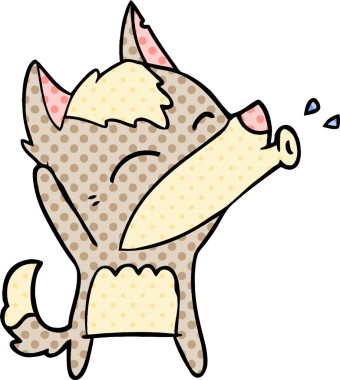 Bir insan tarafından çizilmiş uluyan kurt çizgi filmi.