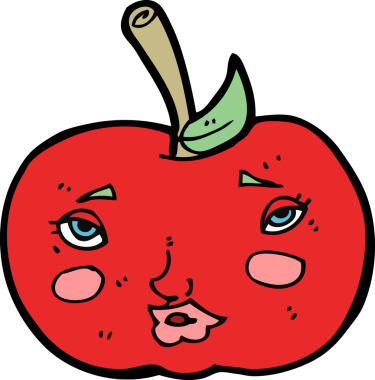 bir insan tarafından çizilmiş elma karikatürü.