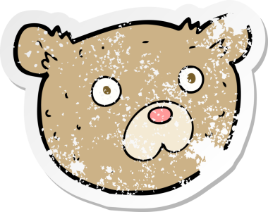 Bir insan tarafından çizilmiş oyuncak ayının gerilimli çıkartması.