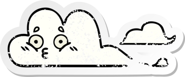 Bir insan tarafından çizilmiş şirin beyaz bulutun sıkıntılı çıkartması.