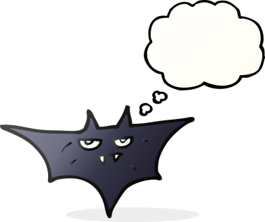 Bir insan tarafından çizilmiş serbest çizim balon karikatür cadılar bayramı yarasası