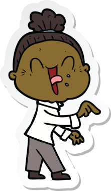 Bir insan tarafından çizilmiş mutlu yaşlı bir kadının çıkartması.