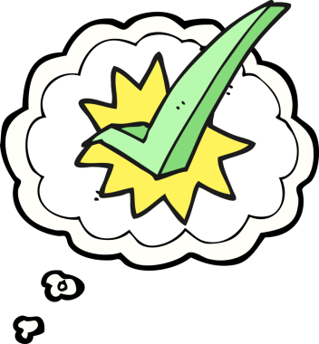 Bir insan tarafından çizilmiş serbest çizilmiş düşünce kabarcığı kene sembolü