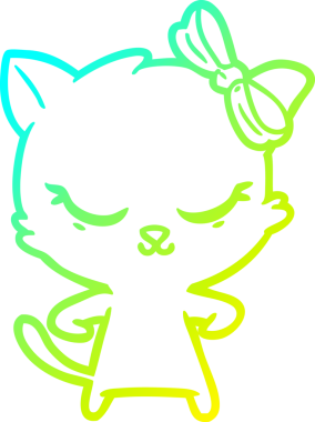 Bir insan tarafından çizilmiş bir çizgi film kedisinin soğuk gradyan çizimi