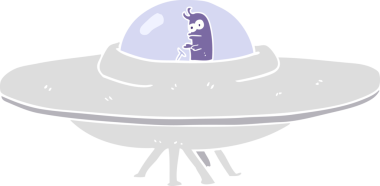 Bir insan tarafından çizilen uçan dairenin düz renk çizimi