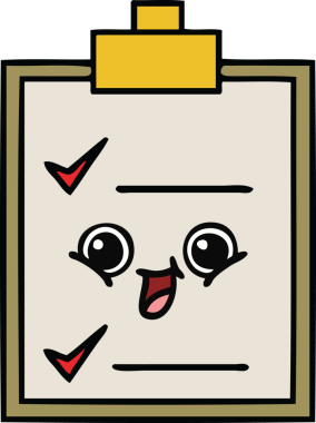 Bir insan tarafından çizilmiş kontrol listesinin sevimli karikatürü