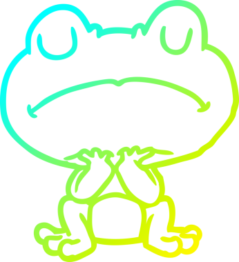 Bir insan tarafından sabırla çizilmiş kurbağanın soğuk eğim çizgisi.