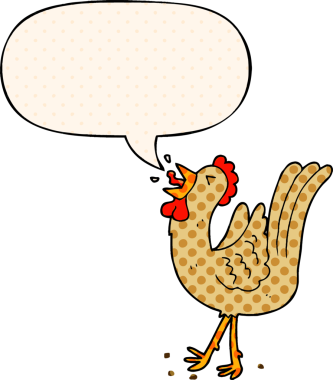 Çizgi roman tarzında konuşan horoz ötüşü bir insan tarafından çizilmiş.