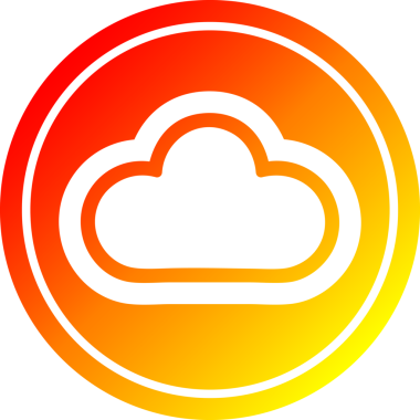 Bir insan tarafından çizilmiş sıcak eğimli hava bulutu dairesel simgesi