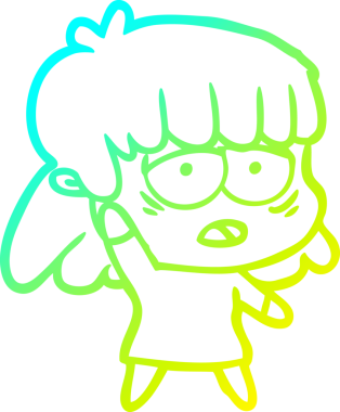 Karikatür çizen soğuk gradyan bir insan tarafından çizilen yorgun bir kadın.