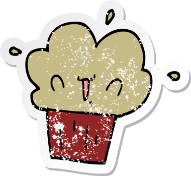 Bir insan tarafından çizilmiş karikatür kekinin sıkıntılı çıkartması.