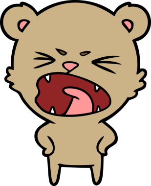 Bir insan tarafından çizilmiş kızgın çizgi film ayısı.