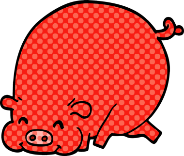 Bir insan tarafından çizilmiş şişko domuz.