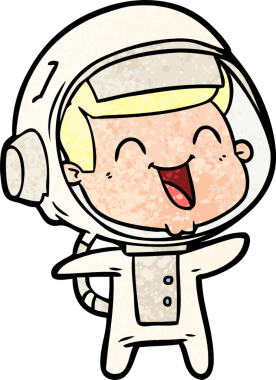 Bir insan tarafından çizilmiş mutlu astronot çizgi filmi.