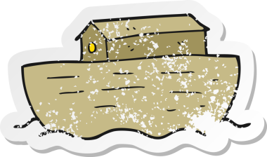 Bir insan tarafından çizilmiş Nuh 'un gemisinin gerilmiş çıkartması.