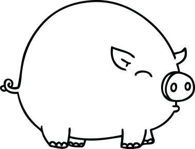 Bir insan tarafından çizilmiş garip çizgi film domuzu çizimi