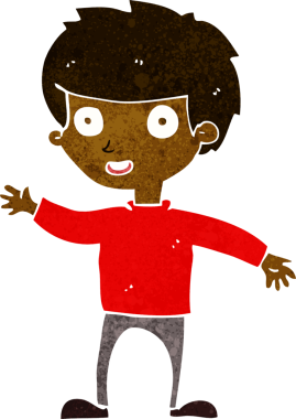 Bir insan tarafından çizilmiş mutlu çocuk çizgi filmi.