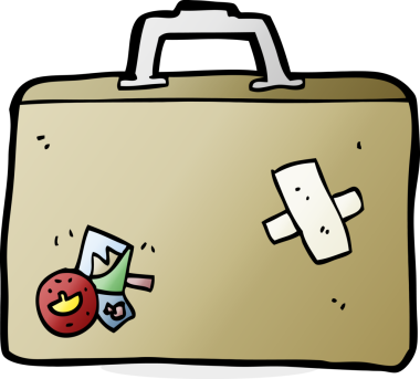 bir insan tarafından çizilmiş bir bavul.