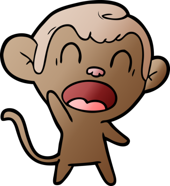 Bir insan tarafından çizilmiş bağıran çizgi maymun.