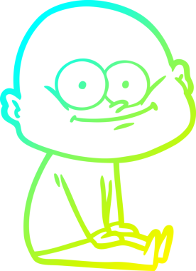 Bir insan tarafından çizilmiş, kel bir adamın soğuk çizgi çizimi.