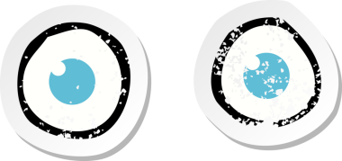 Bir insan tarafından çizilmiş karikatür gözünün gerilimli çıkartması.