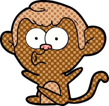 Bir insan tarafından çizilmiş korna çalan maymun.