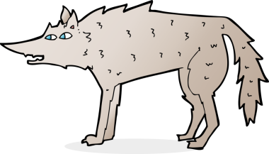 Bir insan tarafından çizilmiş bir kurt çizgi filmi.