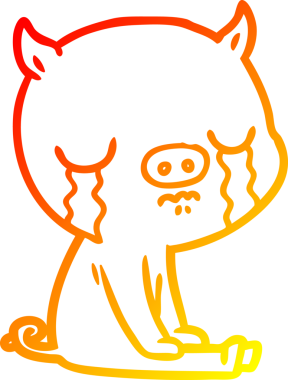 Bir insan tarafından çizilmiş, ağlayan bir domuzun sıcak çizgi çizimi.