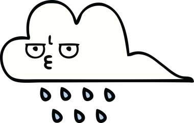 Bir insan tarafından çizilmiş şirin yağmur bulutu karikatürü