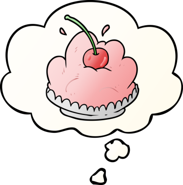 Düşünce baloncuklu karikatür tatlısı bir insan tarafından çizilmiş.