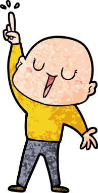 Bir insan tarafından çizilmiş mutlu, kel adam.