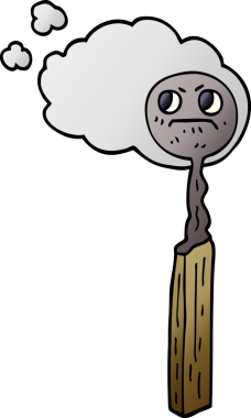 Bir insan tarafından çizilmiş karikatür yanmış kibrit.