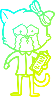 Bir insan tarafından çizilen çizgi film kedisinin soğuk gradyan çizgisi.