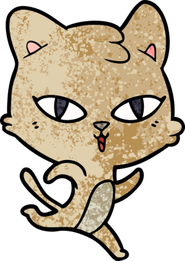 Bir insan tarafından çizilmiş çizgi film kedisi.