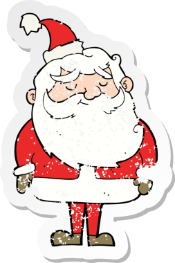 Bir insanın çizdiği Noel Baba çizgi filminin gerilimli retro çıkartması.