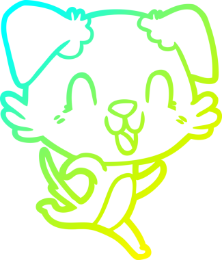 Bir insan tarafından çizilmiş gülen çizgi film köpeğinin soğuk çizgisi.