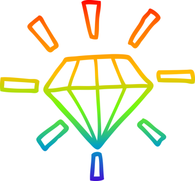 Gökkuşağı gradyan çizgi çizimi Bir insan tarafından çizilmiş dövme elmas