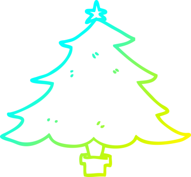 Soğuk gradyan çizgisi bir insan tarafından çizilmiş bir karikatür noel ağacı.
