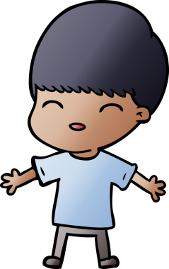 Bir insan tarafından çizilmiş mutlu çizgi film çocuğu.