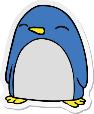 Bir insan tarafından çizilmiş sevimli bir penguenin el çizimi karikatürü.